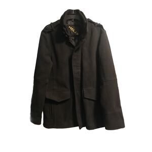 Helix Men's Black Zippered/Buttons Peacoat Jacket size Medium 3 Pockets + Snaps
